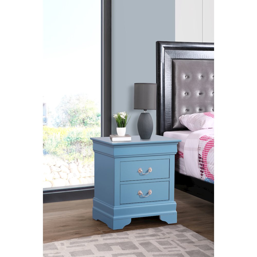 Glory Furniture Louis Phillipe   Nightstand, Blue. Picture 6