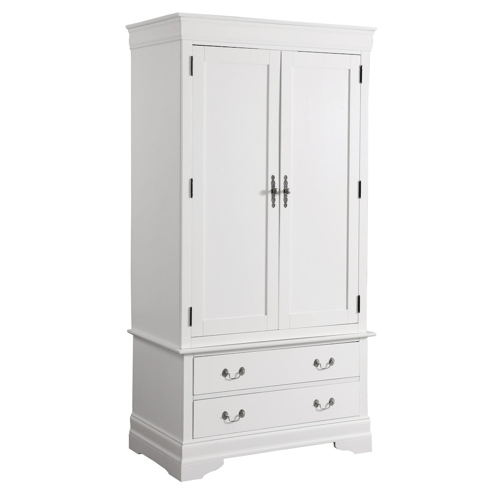 Glory Furniture Louis Phillipe Armoire in White Color. Picture 1