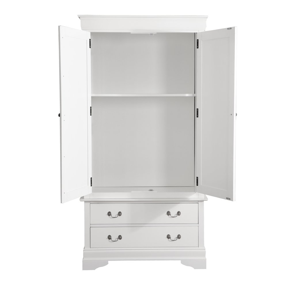Glory Furniture Louis Phillipe Armoire in White Color. Picture 3