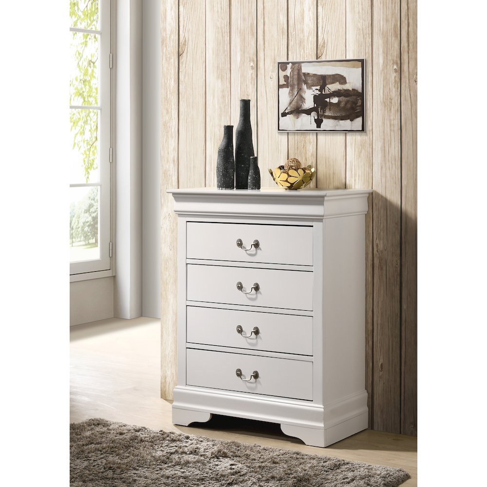 Glory Furniture Louis Phillipe Chest in White Color. Picture 6