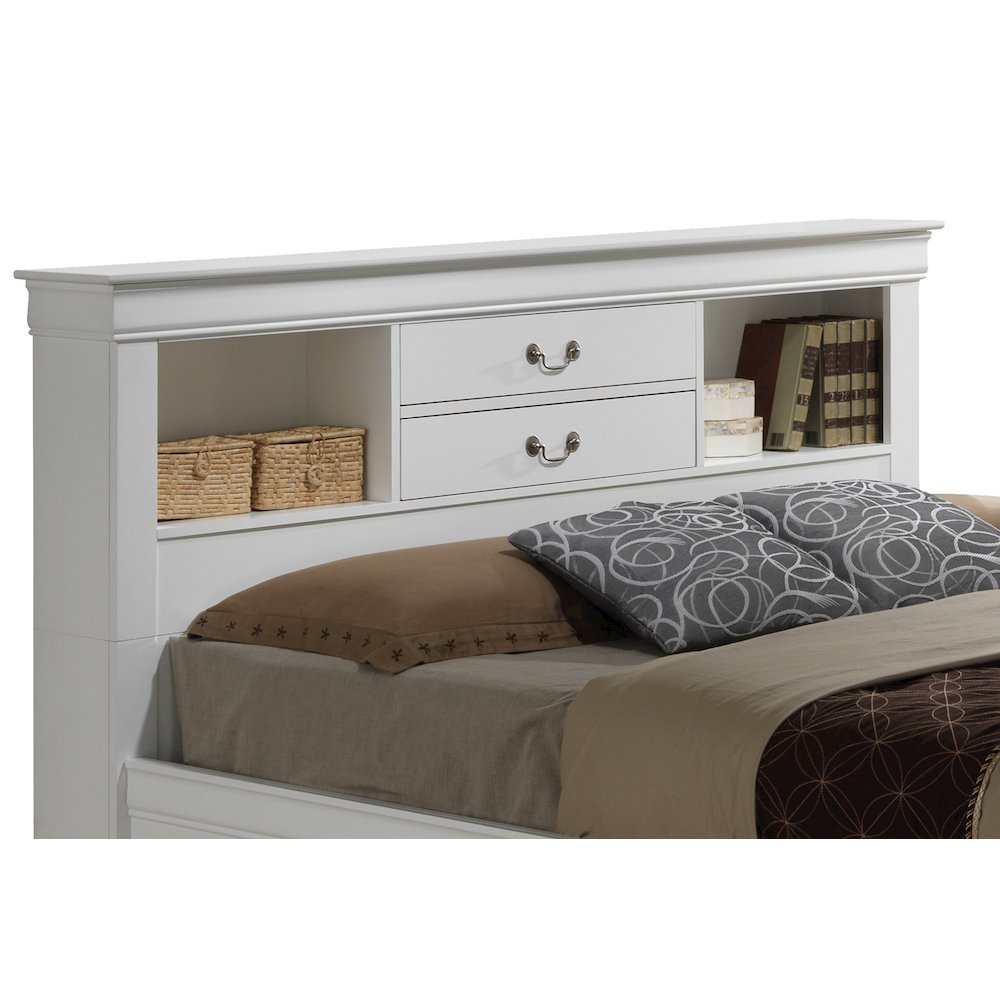 Glory Furniture Louis Phillipe Queen Storage Bed in White Color. Picture 5