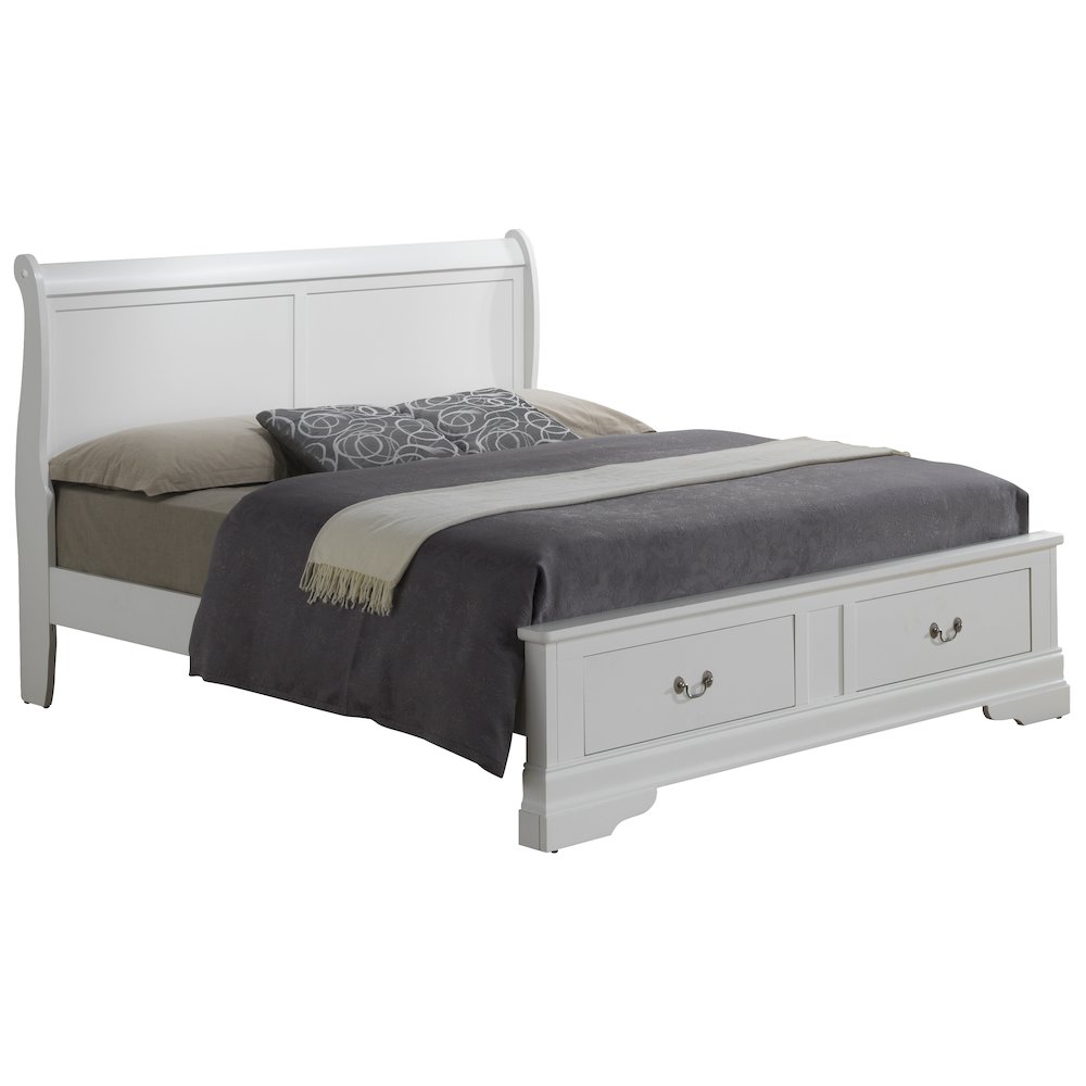 Glory Furniture Louis Phillipe Queen Storage Bed in White Color. Picture 1