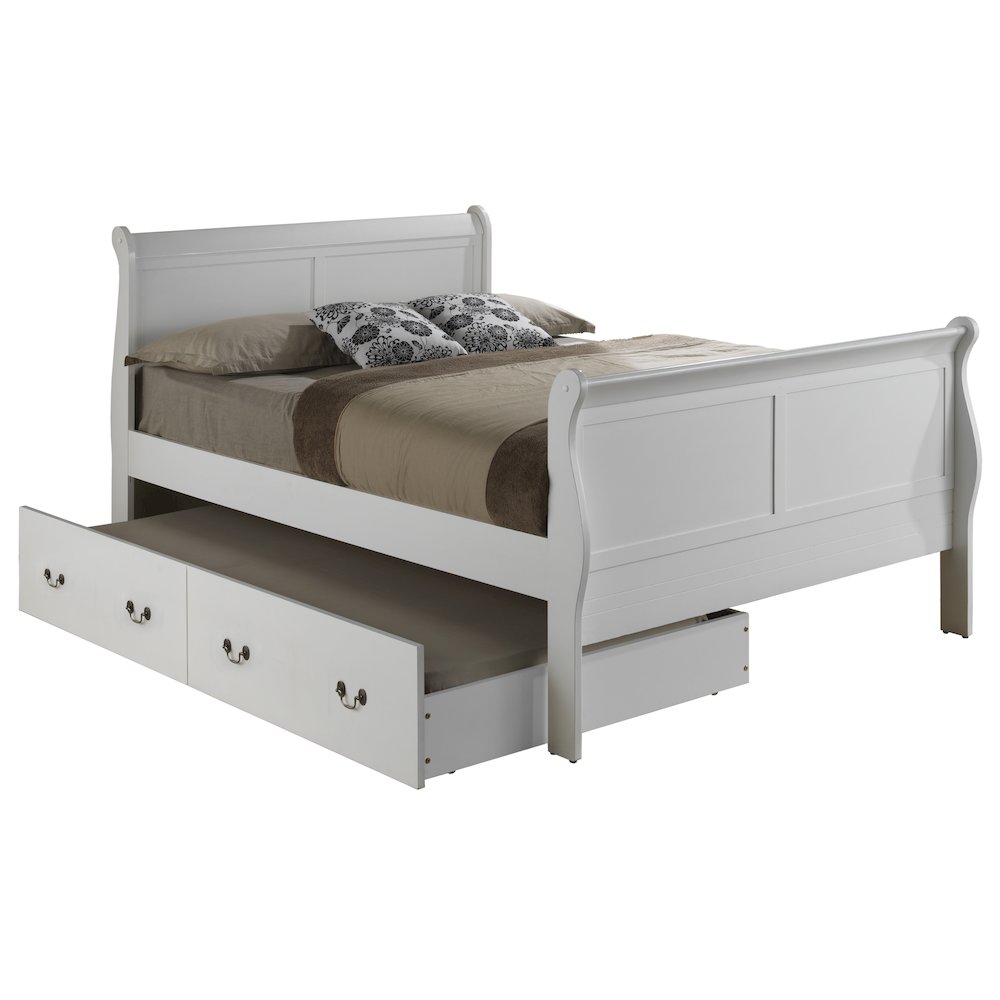 Glory Furniture Louis Phillipe Full Trundle Bed in White Color. Picture 1