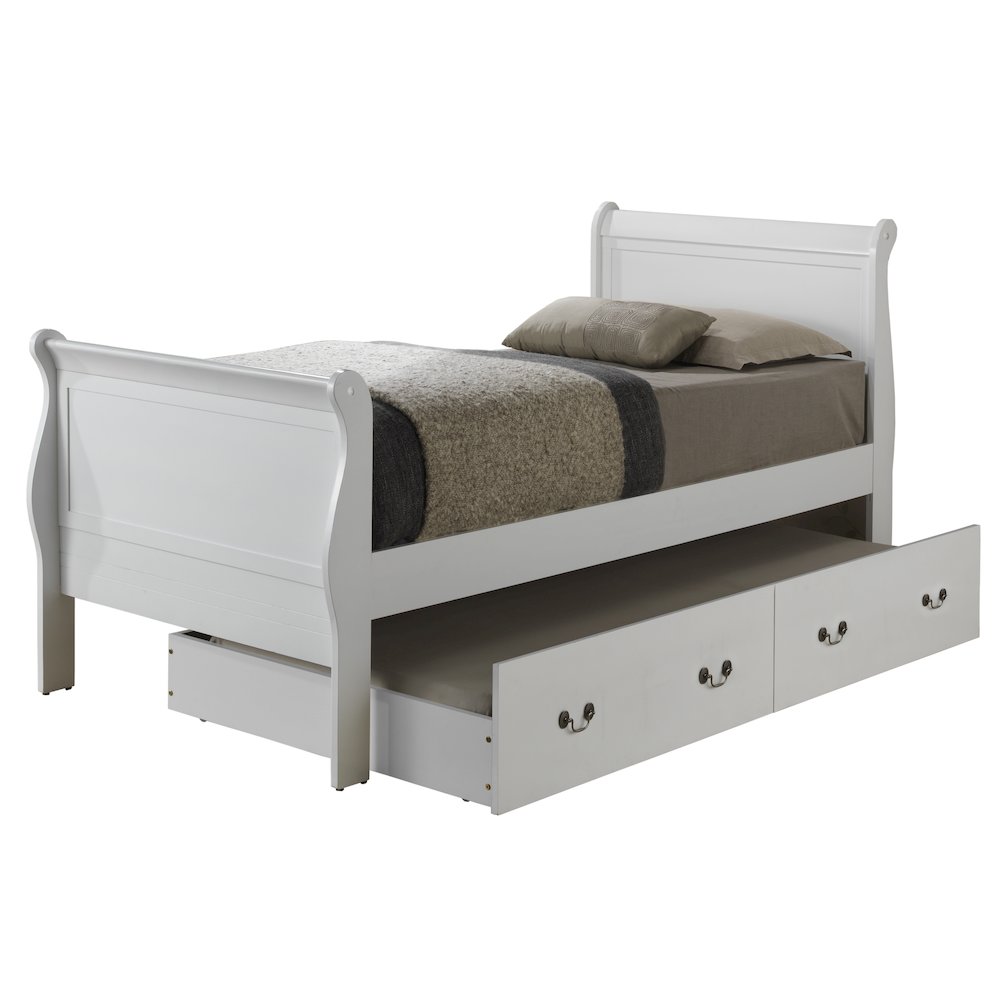 Glory Furniture Louis Phillipe Twin Trundle Bed in White Color. Picture 1