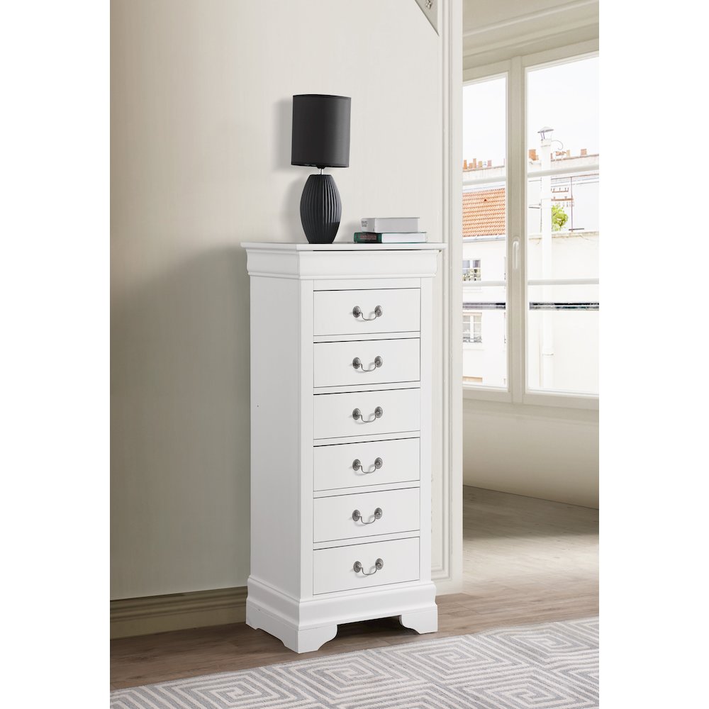 Glory Furniture Louis Phillipe Lingerie Chest in White Color. Picture 7
