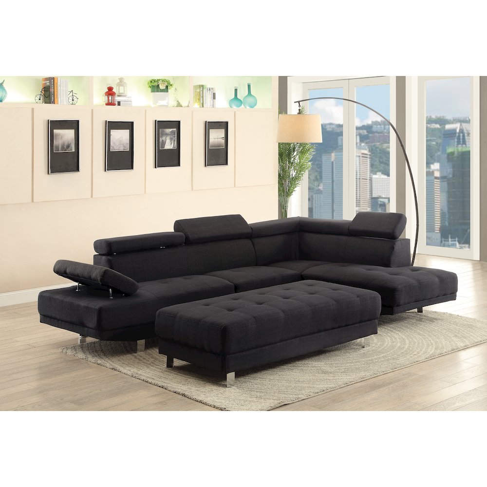 Glory Furniture Riveredge Sectional in Black Color. Picture 6