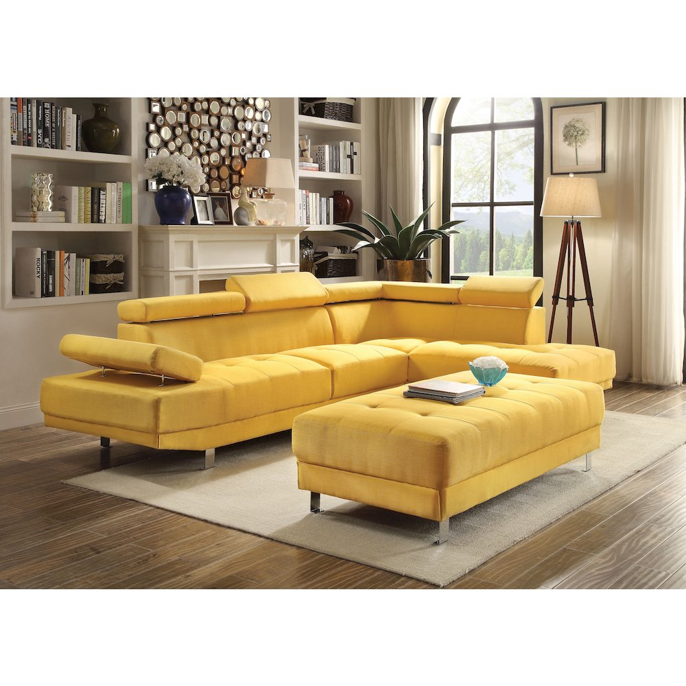 Glory Furniture Riveredge Sectional in Yellow Color. Picture 6
