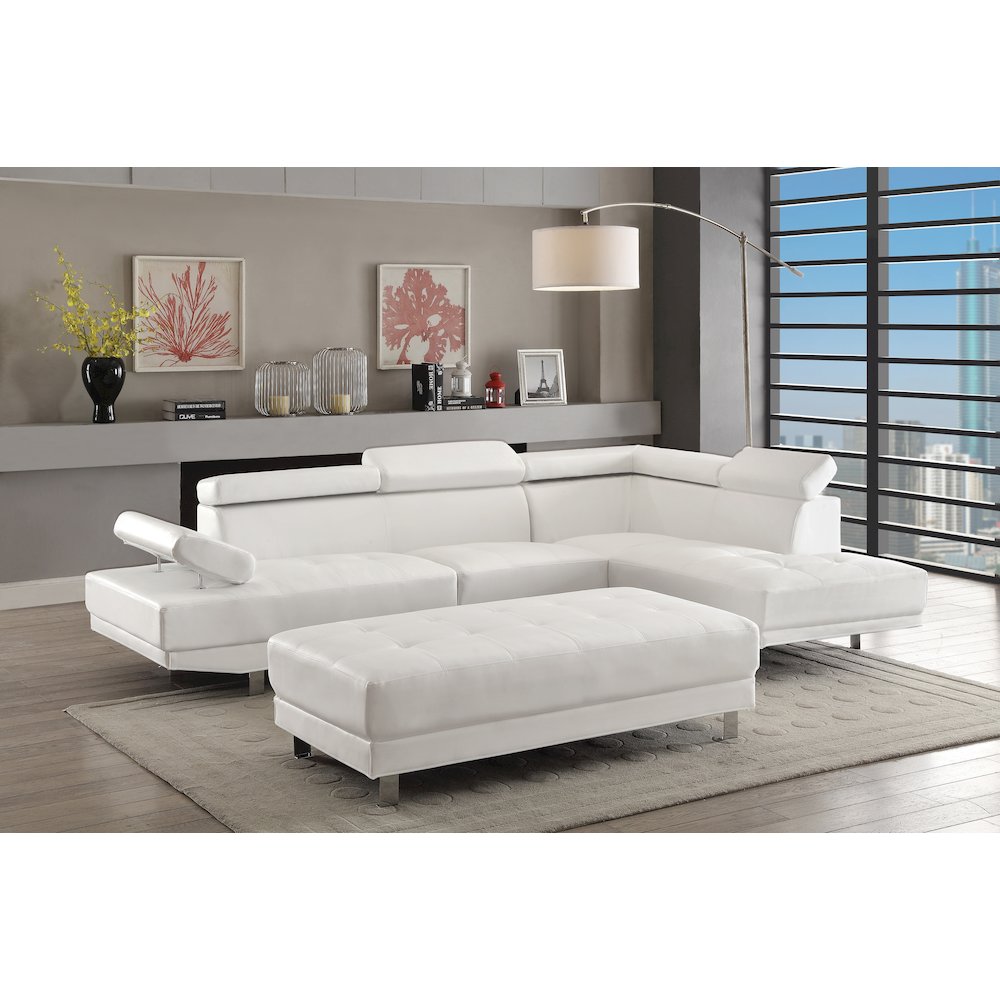 Glory Furniture Riveredge Sectional in White Color. Picture 6
