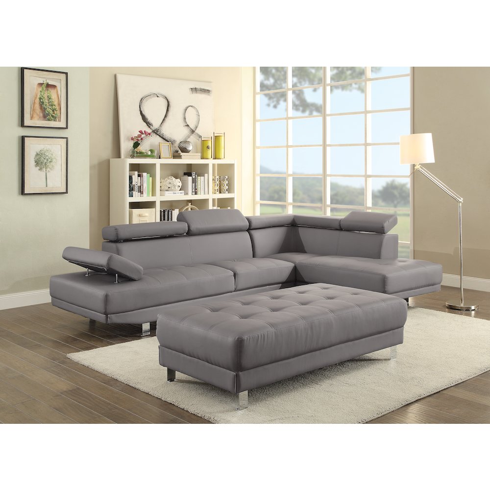 Glory Furniture Riveredge Sectional in Gray Color. Picture 6