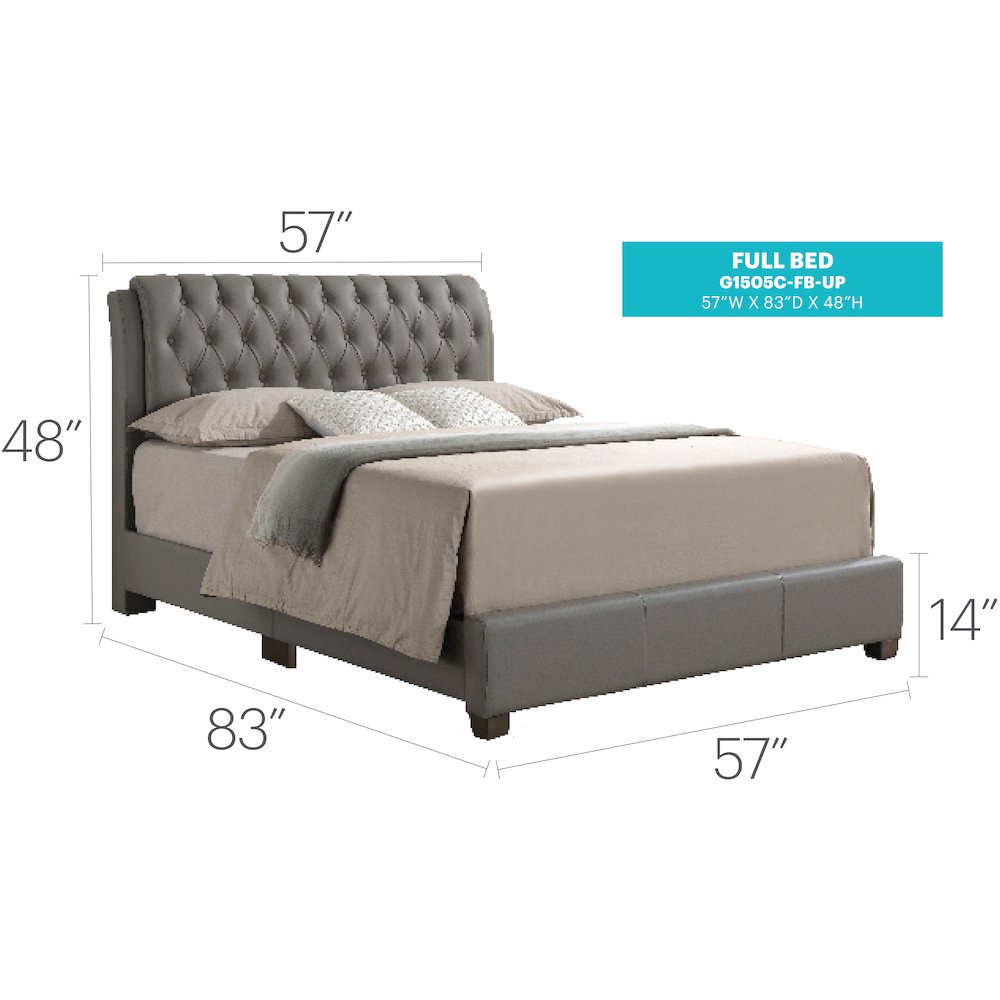 Glory Furniture Marilla Full Bed in Light Grey Color. Picture 17
