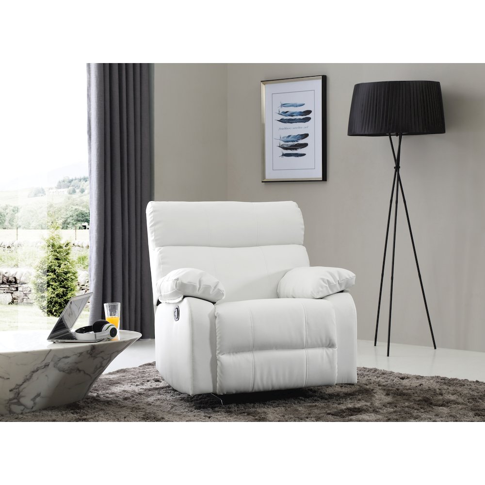 Glory Furniture Manny Rocker Recliner in White Color. Picture 5