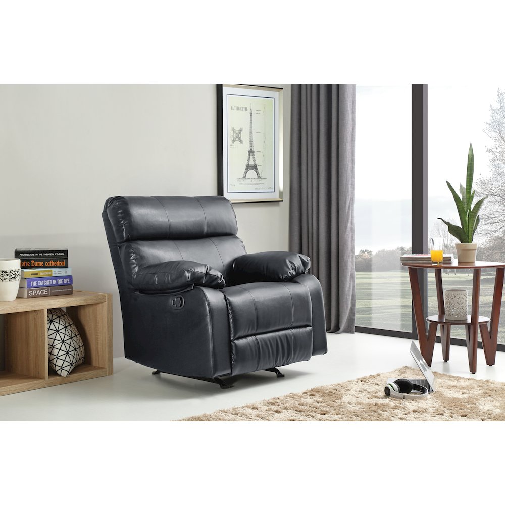 Glory Furniture Manny Rocker Recliner in Black Color. Picture 6
