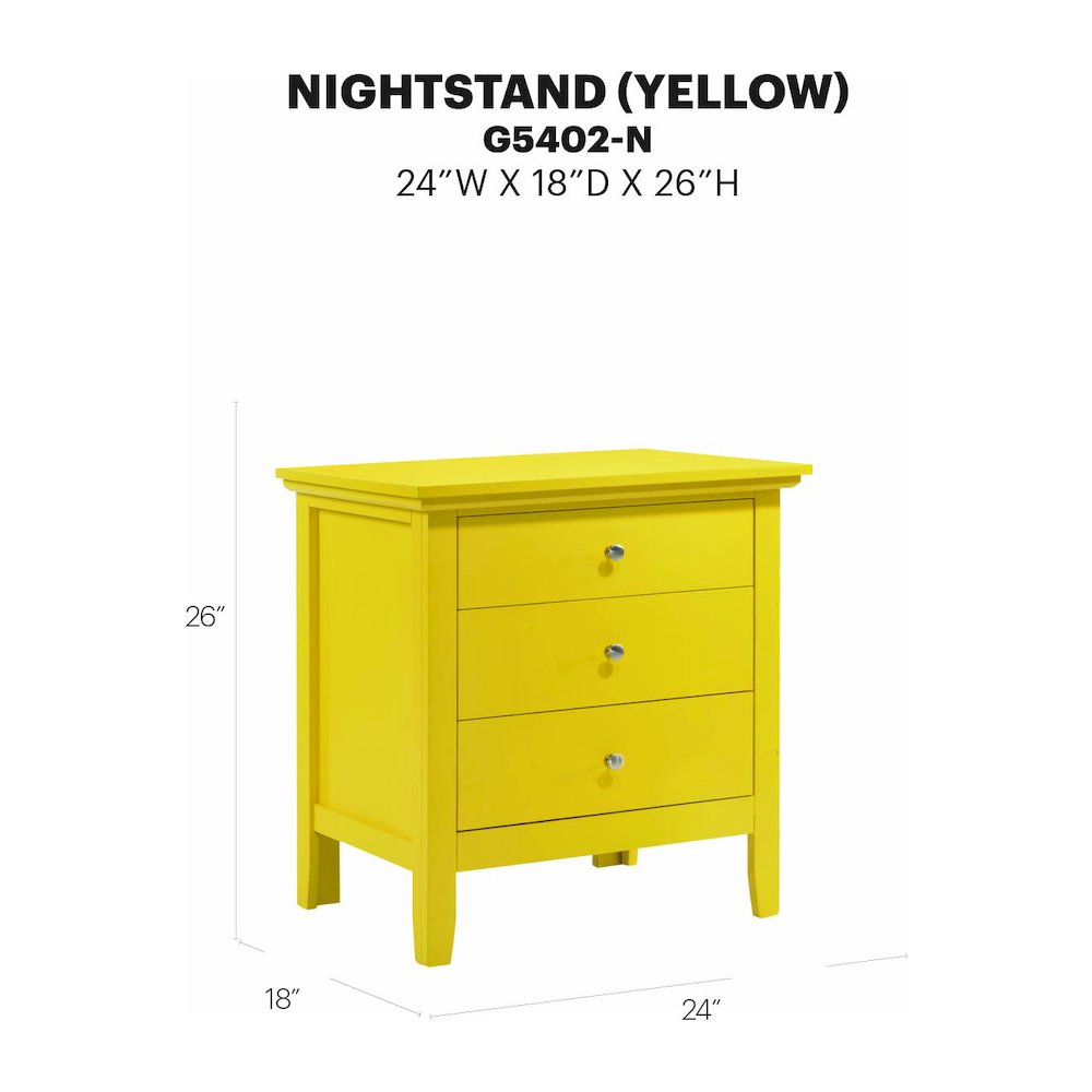 Glory Furniture Hammond Night Stand in Yellow Color. Picture 7