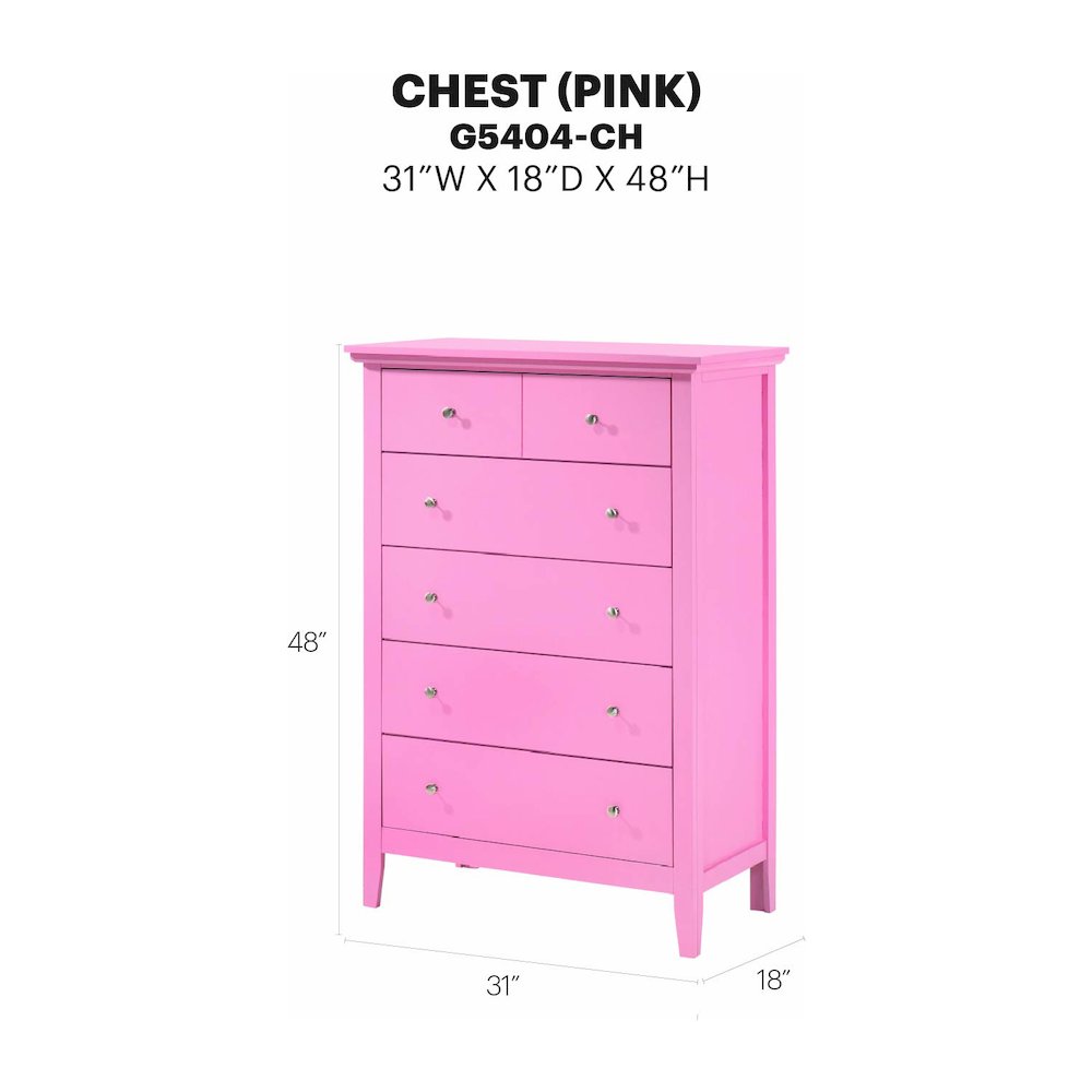 Glory Furniture Hammond Chest in Pink Color. Picture 7