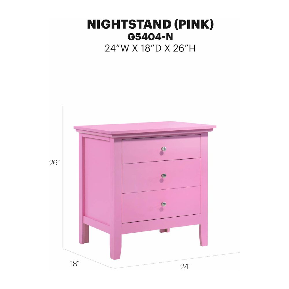 Glory Furniture Hammond Night Stand in Pink Color. Picture 7