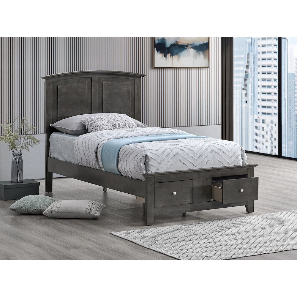 Glory Furniture Hammond Twin Bed, Gray Color. Picture 4