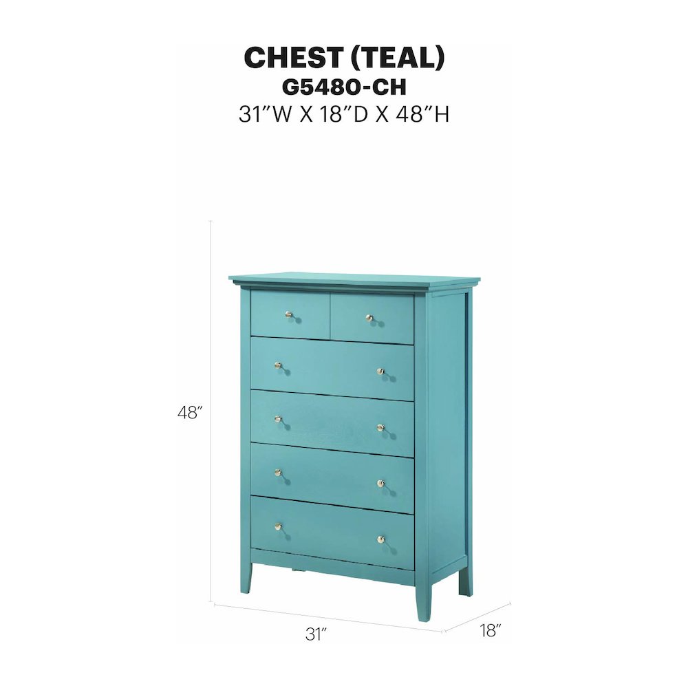 Glory Furniture Hammond Chest in Teal Color. Picture 7
