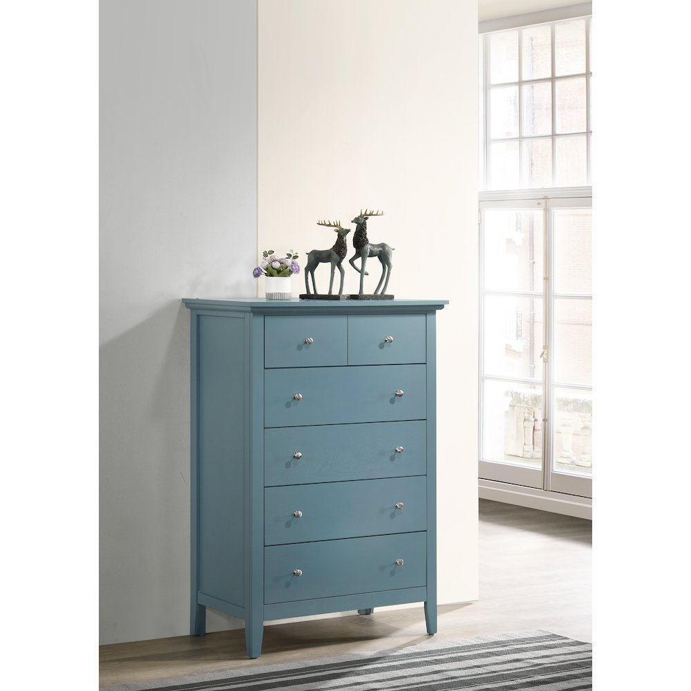 Glory Furniture Hammond Chest in Teal Color. Picture 6