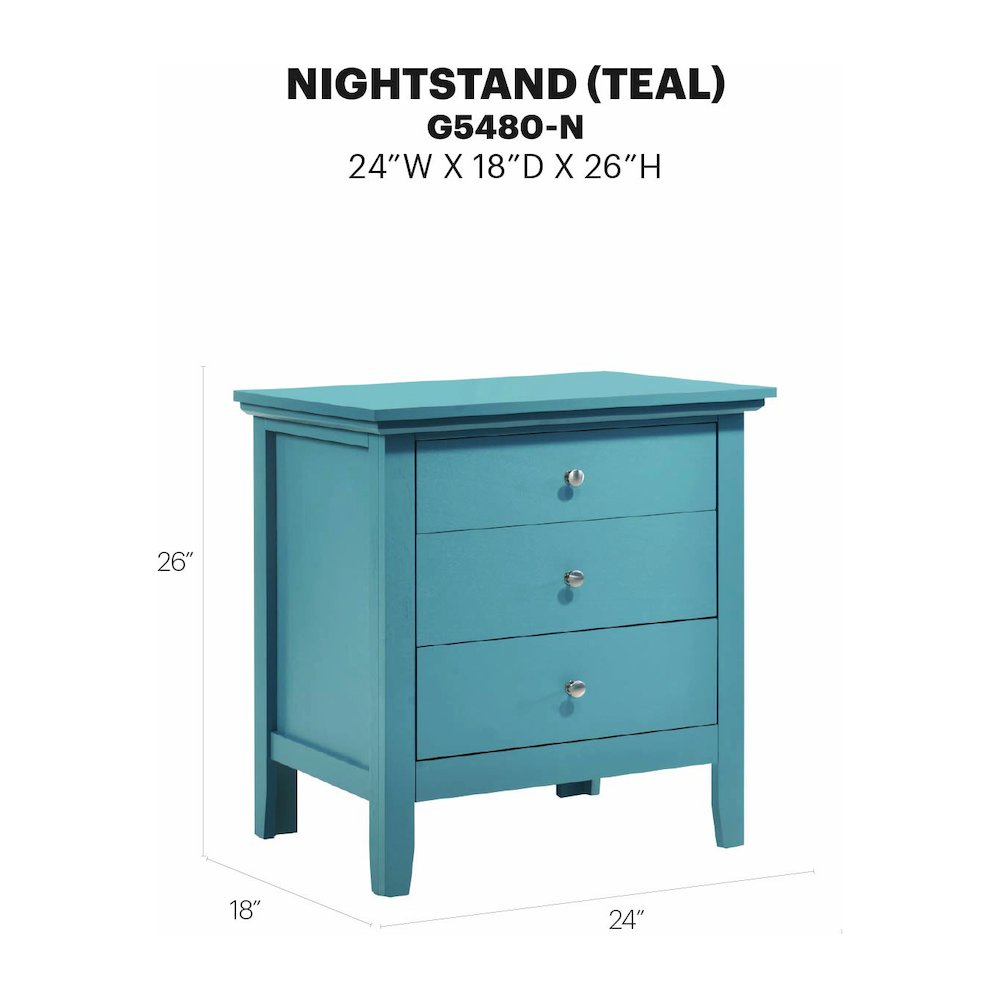 Glory Furniture Hammond Night Stand in Teal Color. Picture 7