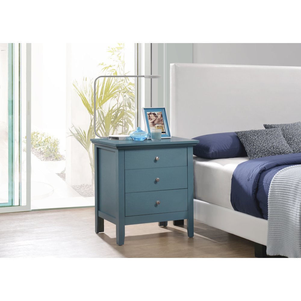 Glory Furniture Hammond Night Stand in Teal Color. Picture 5