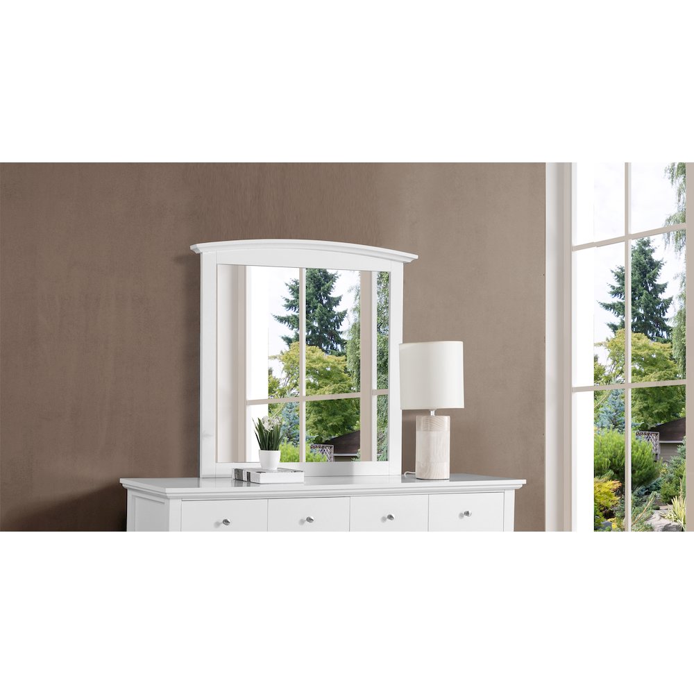 Glory Furniture Hammond   Arched Dresser Mirror, White. Picture 2