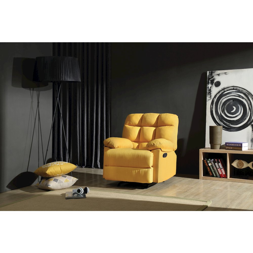 Glory Furniture Cindy Rocker Recliner in Yellow Color. Picture 6