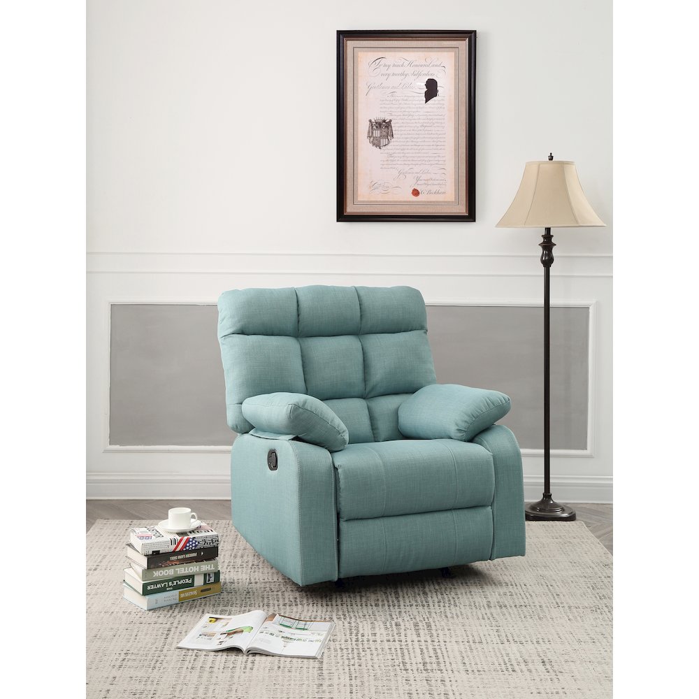 Glory Furniture Cindy Recliner in Teal Color. Picture 6