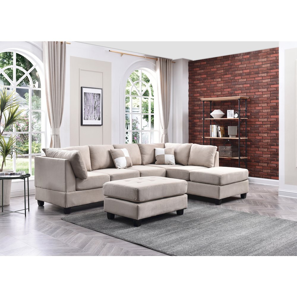Glory Furniture Malone Sectional in Vanilla Color. Picture 6