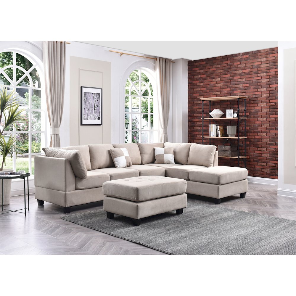 Glory Furniture Malone Sectional in Vanilla Color. Picture 5