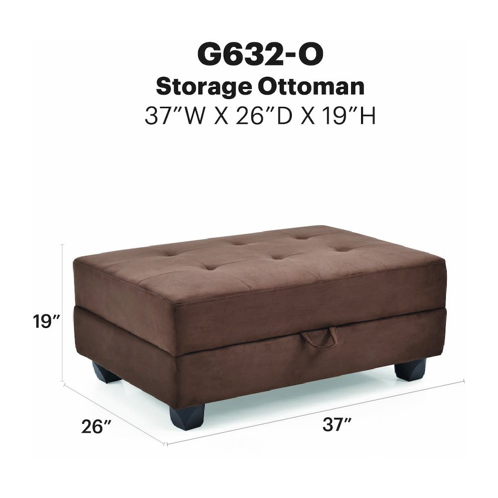 Glory Furniture Malone Ottoman in Chocolate Color. Picture 7