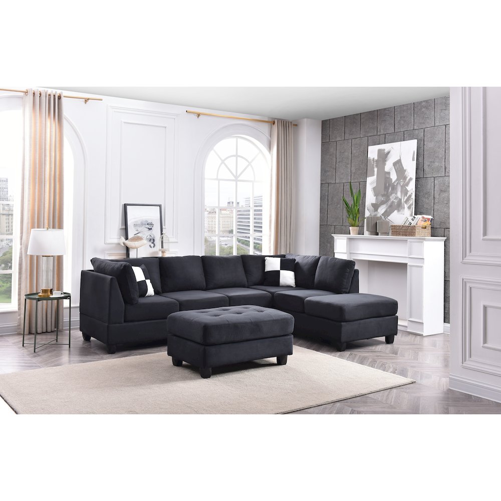 Glory Furniture Malone Sectional in Black Color. Picture 5