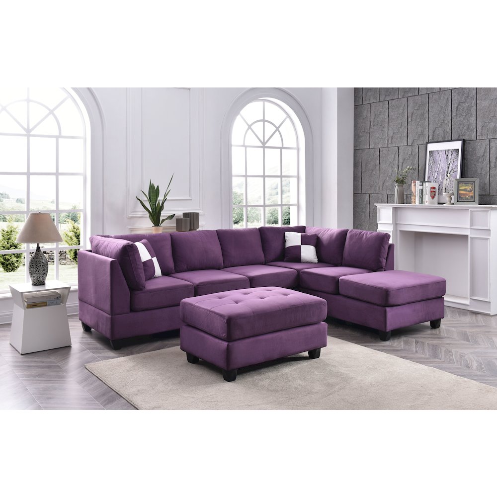 Glory Furniture Malone Sectional in Purple Color. Picture 4