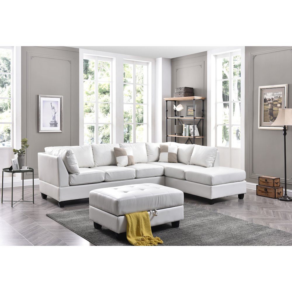 Glory Furniture Malone Sectional in White Color. Picture 6