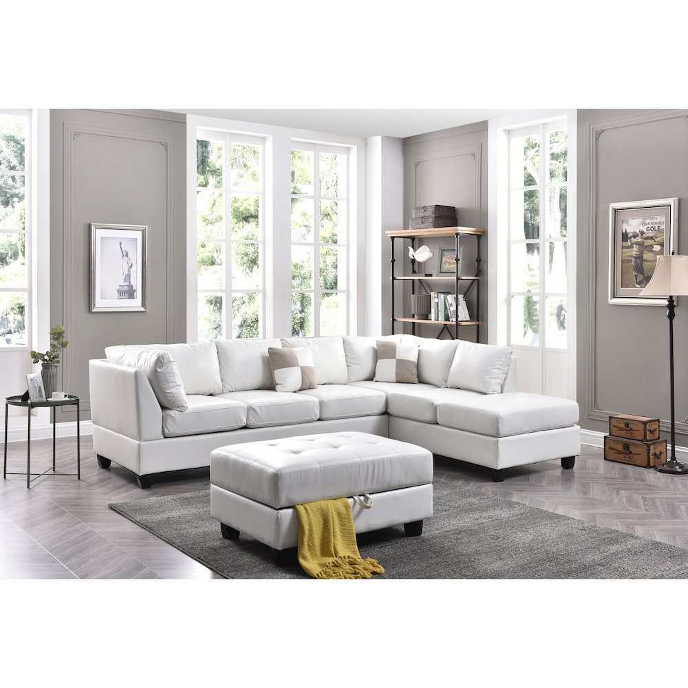 Glory Furniture Malone Sectional in White Color. Picture 5