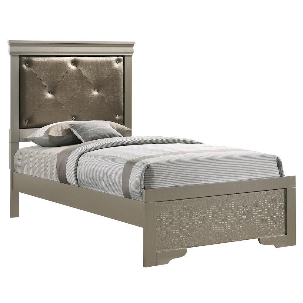 Glory Furniture Lorana Twin Bed in Champagne Color. Picture 1
