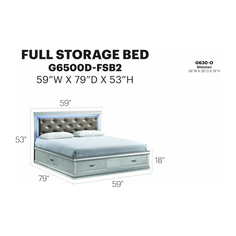 Glory Furniture Lorana Full Bed, Silver Champagne Color. Picture 8