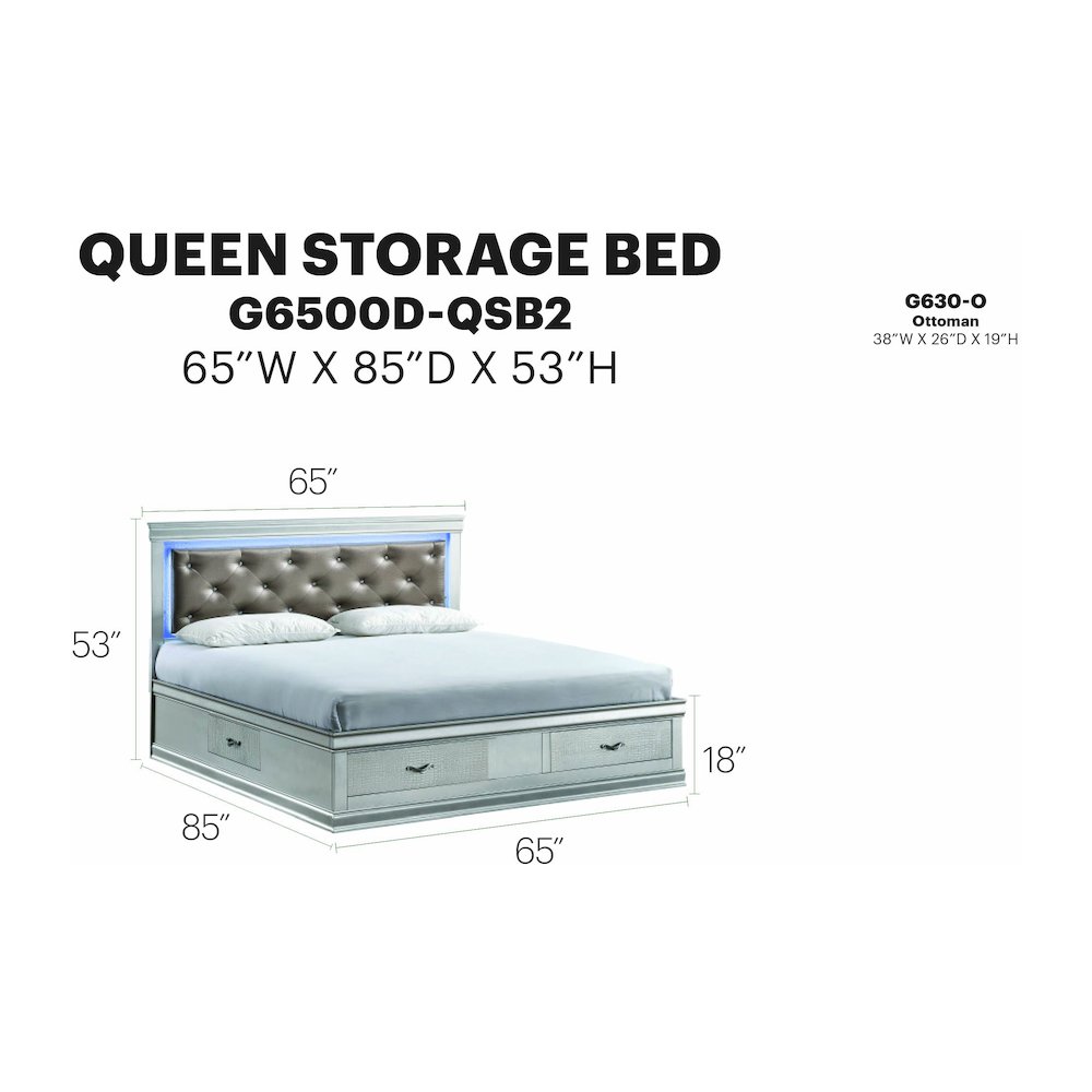 Glory Furniture Lorana Queen Bed, Silver Champagne Color. Picture 8