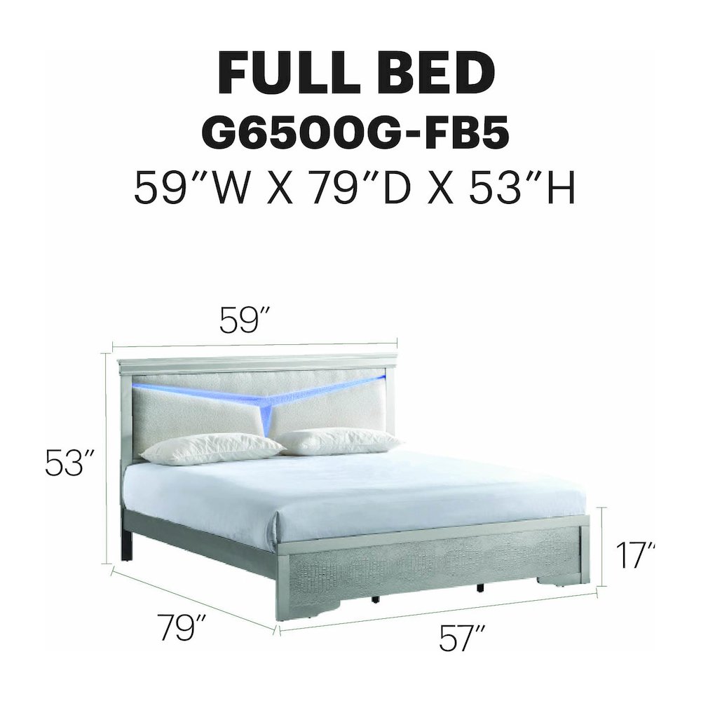 Glory Furniture Lorana Full Bed, Silver Champagne Color. Picture 7