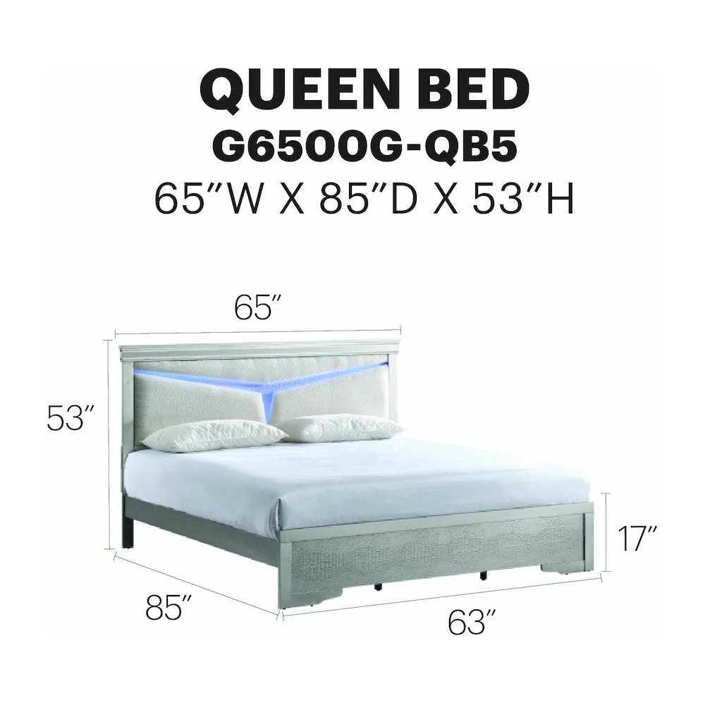 Glory Furniture Lorana Queen Bed, Silver Champagne Color. Picture 7