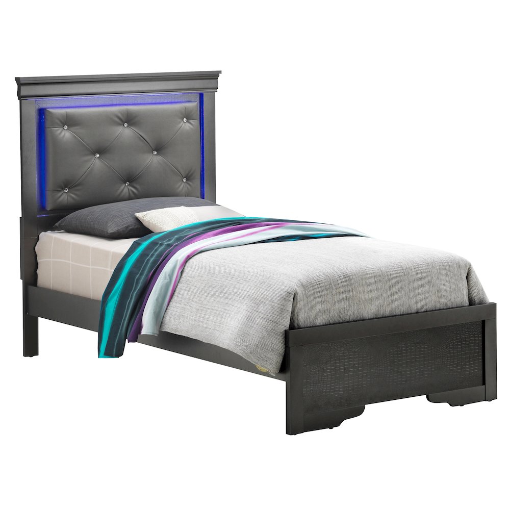 Glory Furniture Lorana Twin Bed in Metalic Black Color. Picture 1