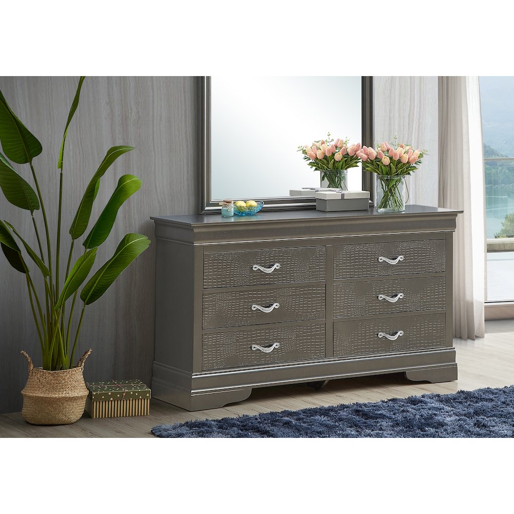 Glory Furniture Lorana Dresser in Metalic Black Color. Picture 7