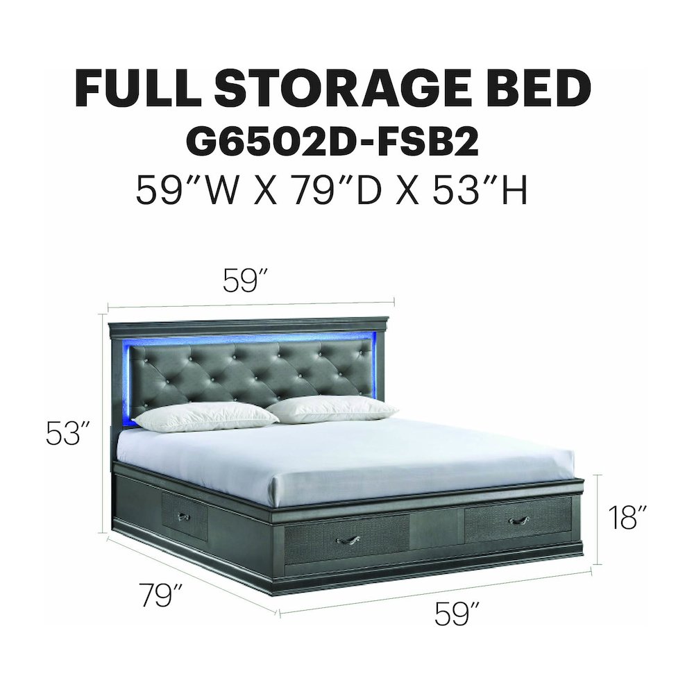 Glory Furniture Lorana Full Bed, Gunmetal Gray Color. Picture 8