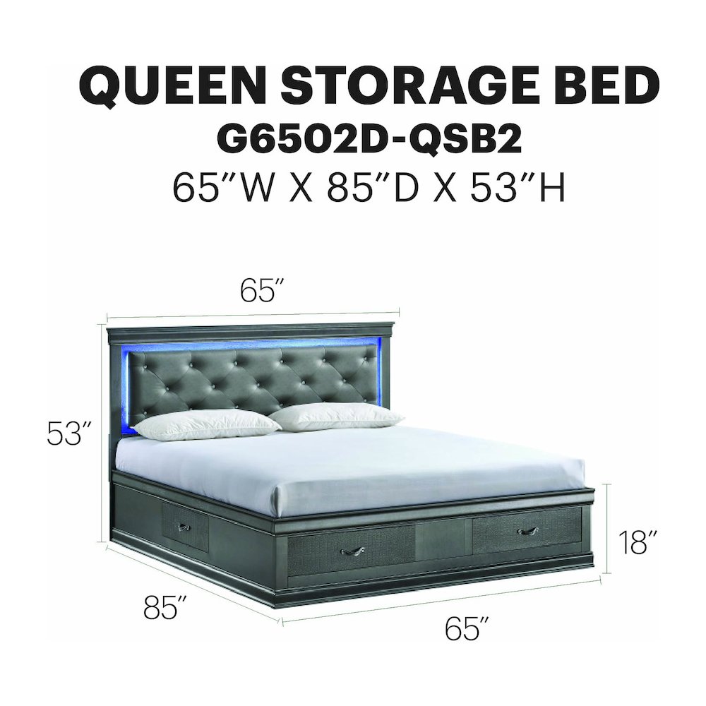 Glory Furniture Lorana Queen Bed, Gunmetal Gray Color. Picture 8