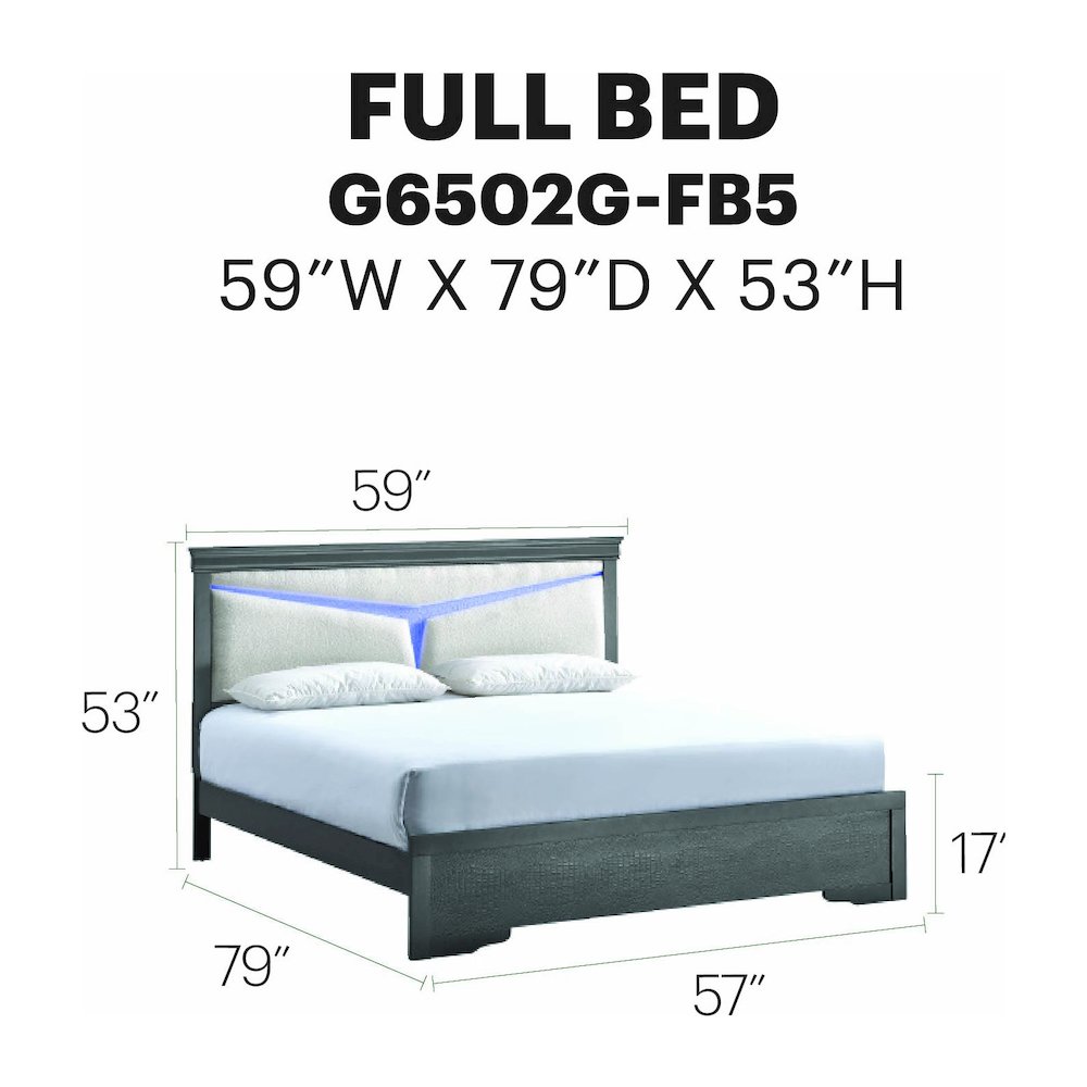 Glory Furniture Lorana Full Bed, Gunmetal Gray Color. Picture 7