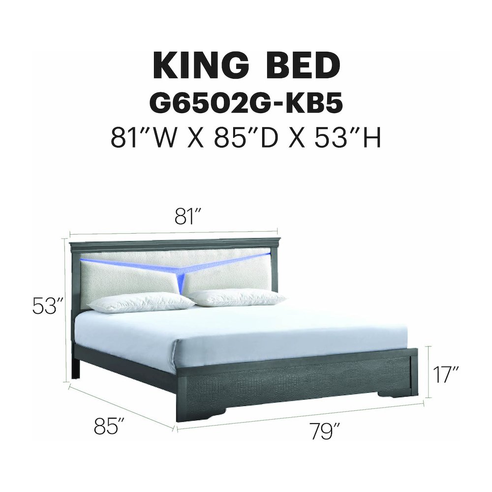 Glory Furniture Lorana King Bed, Gunmetal Gray Color. Picture 7