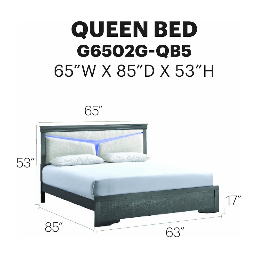 Glory Furniture Lorana Queen Bed, Gunmetal Gray Color. Picture 7