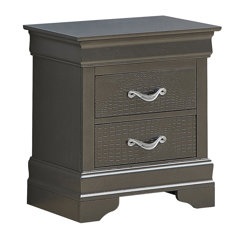 Glory Furniture Lorana Nightstand in Metalic Black Color. Picture 1