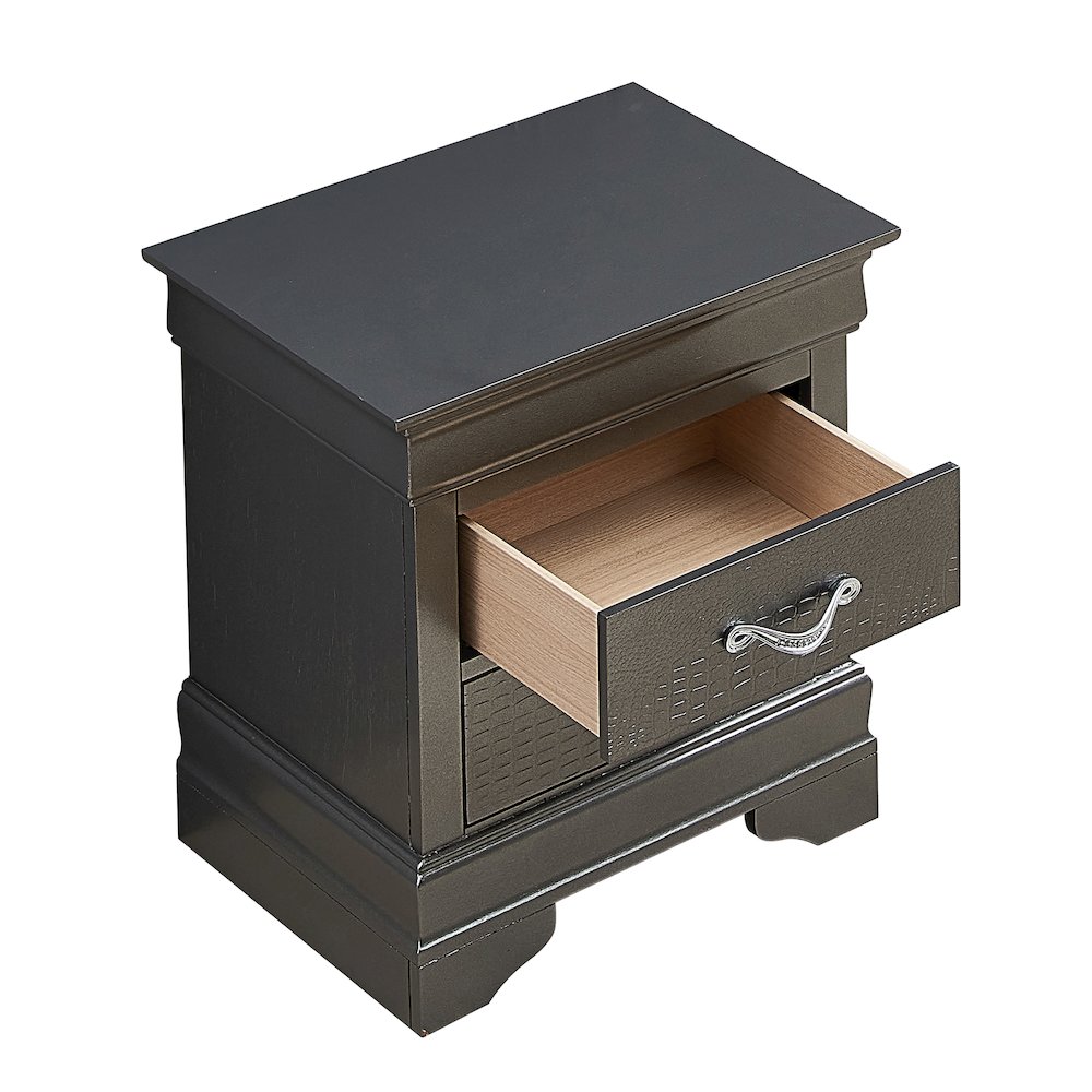 Glory Furniture Lorana Nightstand in Metalic Black Color. Picture 3