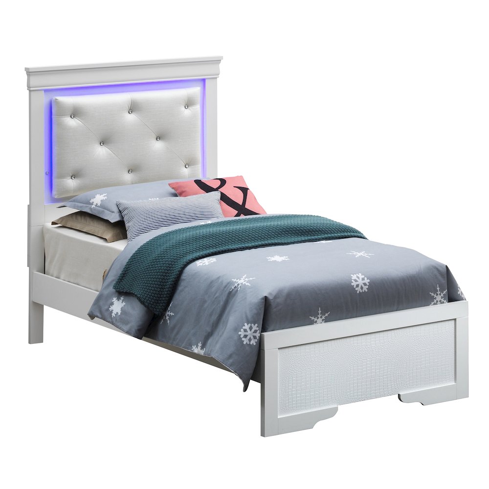 Glory Furniture Lorana Twin Bed in White Color. Picture 1
