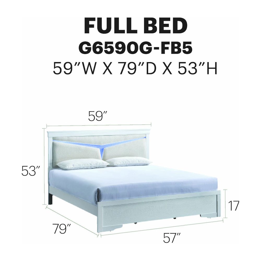 Glory Furniture Lorana Full Bed, Sparkling White Color. Picture 7